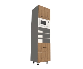 Słupek z dwiema szufladami + półki + mikrofala + fronty górne