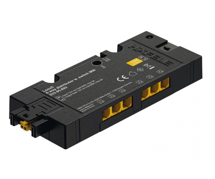 HAFELE 833.95.892 Rozdzielacz na 6 wtyków, gniazdo Loox5 MW 12V/60W czarny