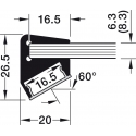 HAFELE 833.02.696 Profil krawędzi tafli szklanej, czarny, 2500mm, Profil 5101 do taśm LED 10mm, grubość szkła: 8mm