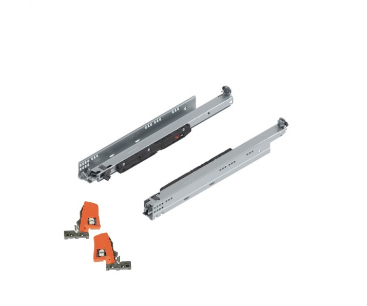Zestaw prowadnic pełen wysuw MOVENTO BLUMOTION S 500mm, 70kg, cynkowany, BLUM 766H500S + sprzęgła T51.7601