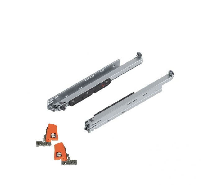 Zestaw prowadnic pełen wysuw MOVENTO BLUMOTION S 550mm, 70kg, cynkowany, BLUM 766H550S + sprzęgła T51.7601