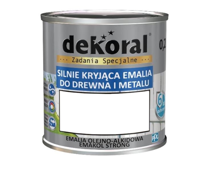 Dekoral Emakol Biały Połysk 0,9L silnie kryjąca emalia do drewna i metalu