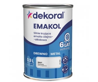 Dekoral Emakol Biały Matowy 0,9L silnie kryjąca emalia do drewna i metalu