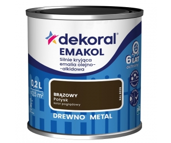Dekoral Emakol Brązowy Połysk 0,2L silnie kryjąca emalia do drewna i metalu