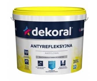 DEKORAL ANTYREFLEKSYJNA Farba akrylowa śnieżnobiała 10L