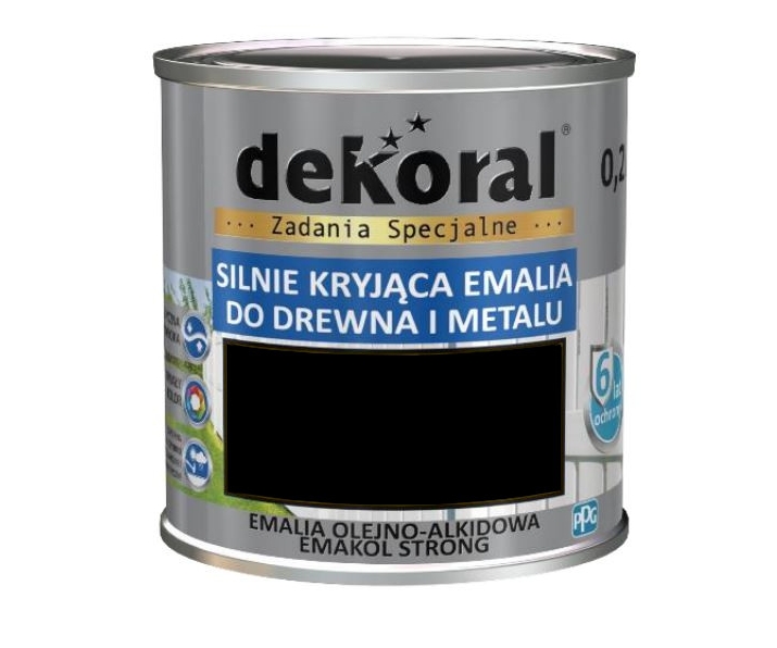 Dekoral Emakol Czarny Połysk 0,9L silnie kryjąca emalia do drewna i metalu