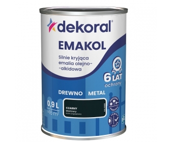 Dekoral Emakol Czarny Matowy 0,9L silnie kryjąca emalia do drewna i metalu