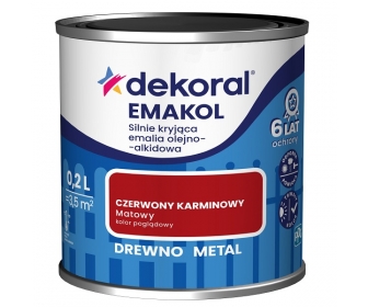 Dekoral Emakol Czerwony Karminowy Matowy 0,2L silnie kryjąca emalia do drewna i metalu