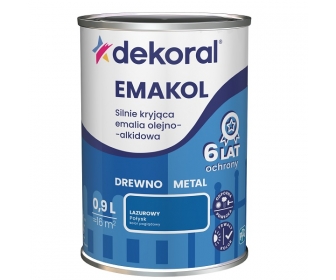 Dekoral Emakol Lazurowy Połysk 0,9L silnie kryjąca emalia do drewna i metalu