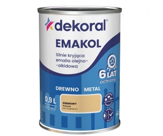 Dekoral Emakol Kremowy Połysk 0,9L silnie kryjąca emalia do drewna i metalu