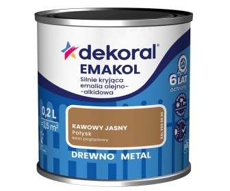 Dekoral Emakol Kawowy Jasny Połysk 0,2L silnie kryjąca emalia do drewna i metalu