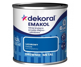 Dekoral Emakol Lazurowy Połysk 0,2L silnie kryjąca emalia do drewna i metalu