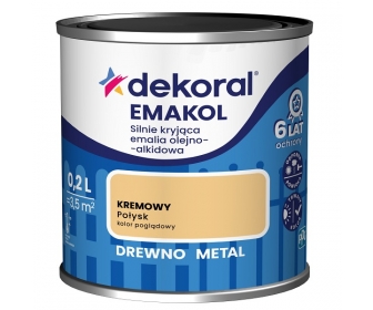 Dekoral Emakol Kremowy Połysk 0,2L silnie kryjąca emalia do drewna i metalu