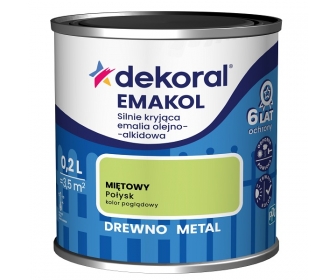 Dekoral Emakol Miętowy Połysk 0,2L silnie kryjąca emalia do drewna i metalu