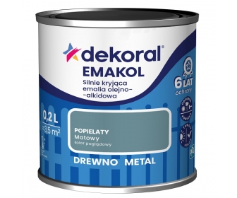 Dekoral Emakol Popielaty Matowy 0,2L silnie kryjąca emalia do drewna i metalu