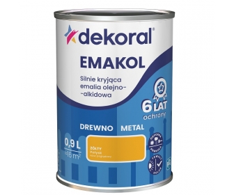 Dekoral Emakol Żółty Połysk 0,9L silnie kryjąca emalia do drewna i metalu