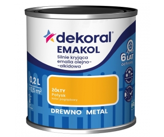 Dekoral Emakol Żółty Połysk 0,2L silnie kryjąca emalia do drewna i metalu