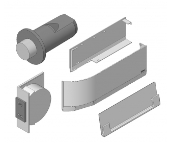 BLUM 23.8000 Zestaw zaślepek AVENTOS HF/HS/HL top (włącznie z włącznik do nawiercania, kompl.), gładki, prawy+lewy, do SERVO-DR