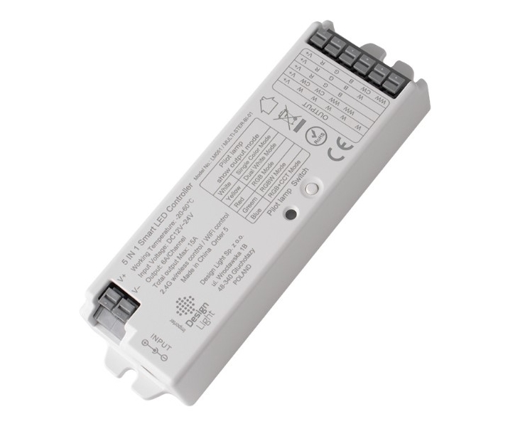 MULTI - Sterownik RF biały 5w1 (MONO, BICOLOR, RGB, RGBW, RGB+CCT)