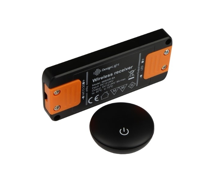 UFO wyłącznik RF ze ściemniaczem, zestaw 1 pkt (sterownik+sensor), 12-24VDC, max 8A, SENSOR CZARNY