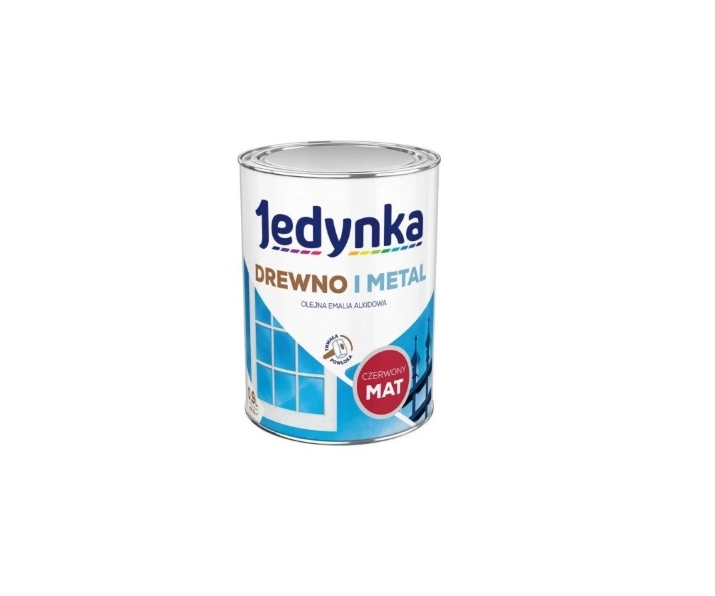 Jedynka farba do drewna metalu Czerwony mat 0,9L