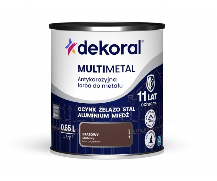 Dekoral MULTIMETAL antykorozyjna farba do metalu, brązowy 0,65L