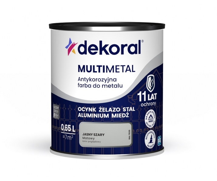 Dekoral MULTIMETAL antykorozyjna farba do metalu, jasny szary 0,65L