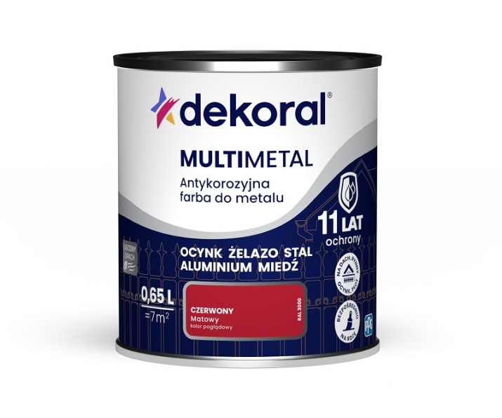 Dekoral MULTIMETAL antykorozyjna farba do metalu, czerwony 0,65L