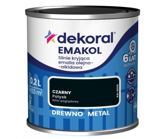 Dekoral Emakol Czarny Połysk 0,2L silnie kryjąca emalia do drewna i metalu