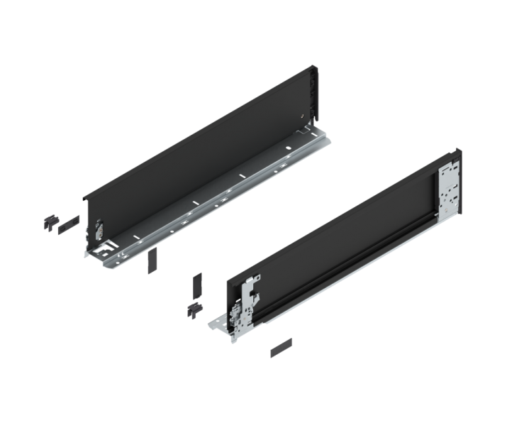Bok LEGRABOX pure (za korpusem), wys. K (128.5 mm), dł. 550 mm, lewy/prawy, czarny mat