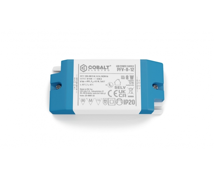 Zasilacz LED CobaltElectro PFV 12V 8W IP20 B