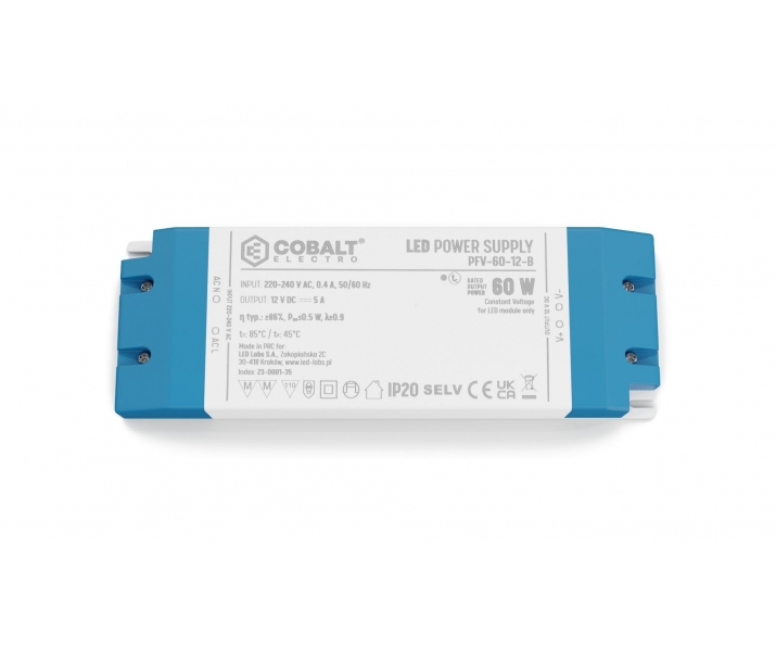 Zasilacz LED CobaltElectro PFV 12V 60W IP20 B