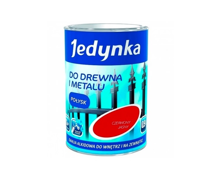 Jedynka farba do drewna metalu Czerwony Połysk 0,9L