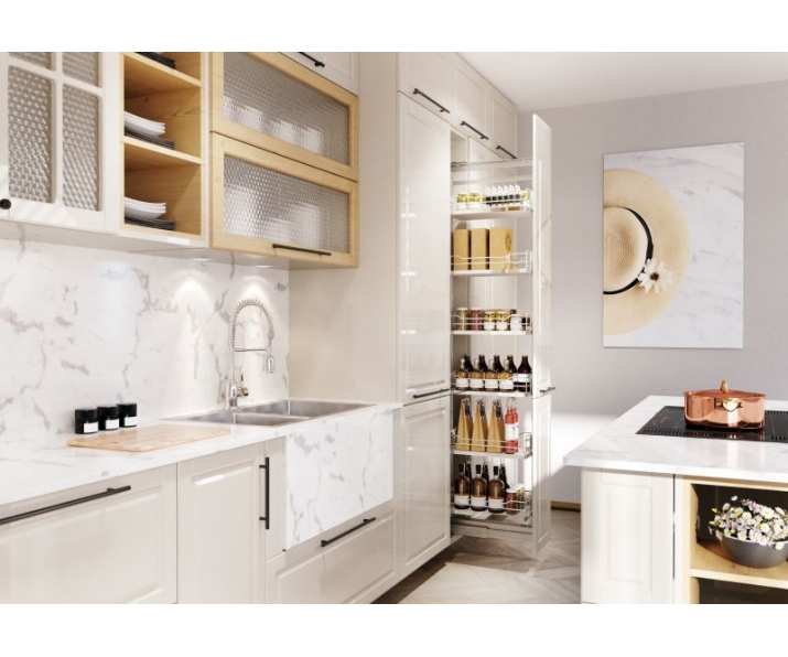 Kosz cargo maxi 300 PRESTIGE SUPREME, 6 półek, pełne dno, G2 chrom, NOMET W-5600D-300.G2