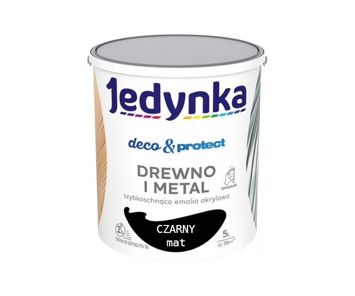 Jedynka Deco&Protect Drewno i Metal Mat Czarny 5L