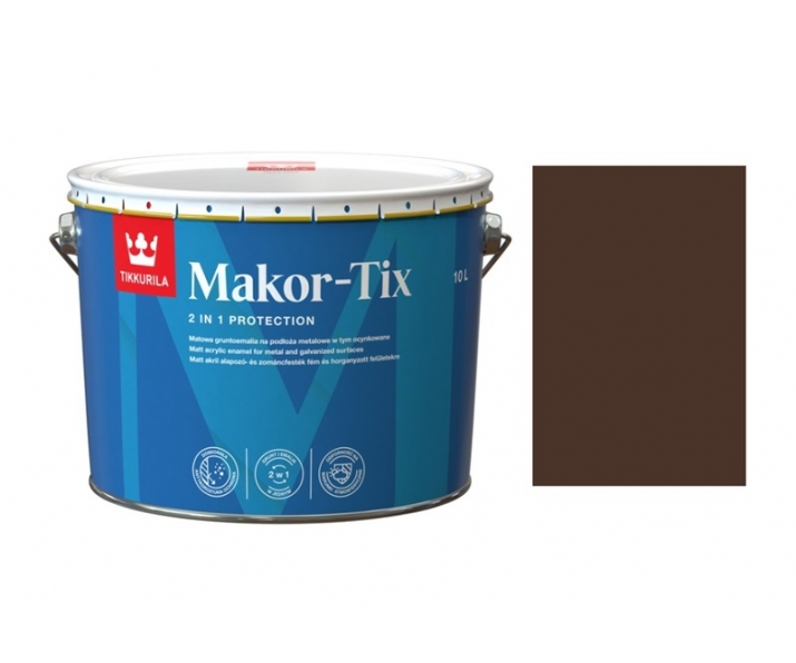 Tikkurila Makor-tix farba do dachu ocynk 10L brąz czekoladowy