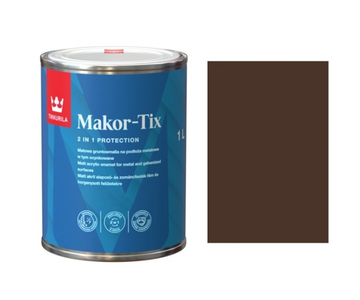 Tikkurila Makor-tix farba do dachu ocynk 1L brąz czekoladowy