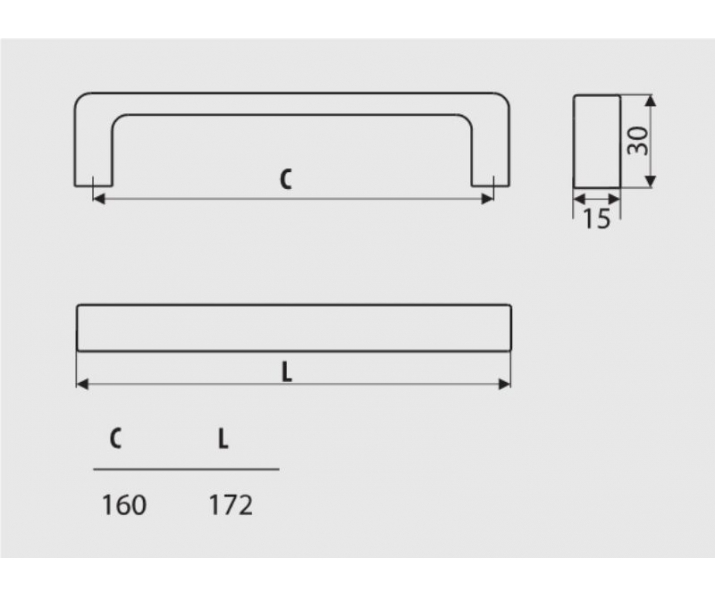 Uchwyt meblowy UU52 czarny półmatowy rozstaw 160 mm GAMET