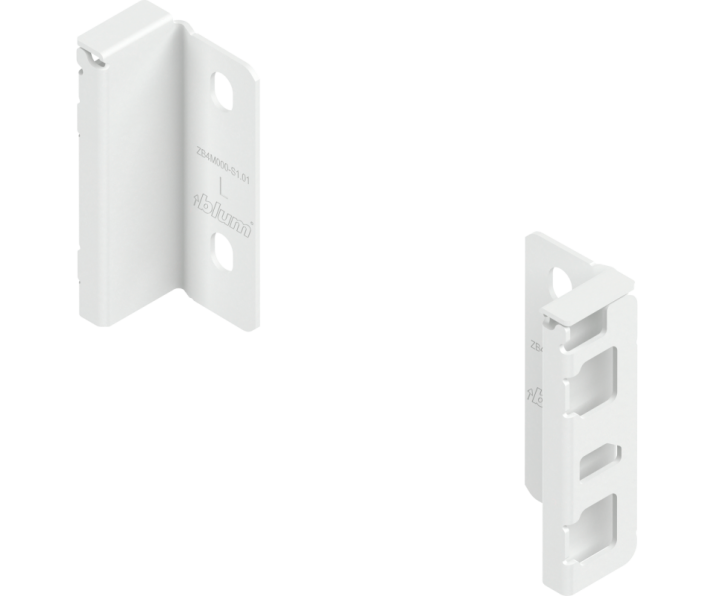 BLUM ZB4M000S Uchwyt drewnianej ścianki tylnej MERIVOBOX, wys. M jedwabiście biały mat, 25 sztuk