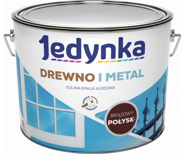 Farba Jedynka do drewna i metalu Brązowa Połysk 10L