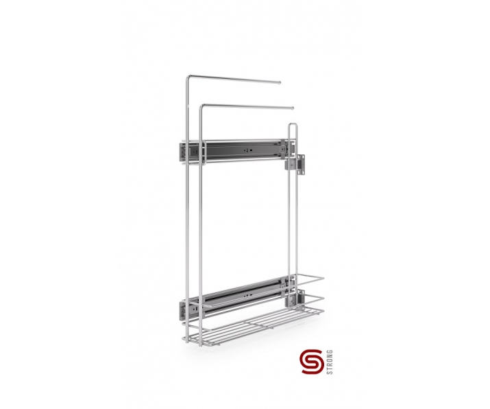 Kosz cargo mini 150 z wieszakiem na ręczniki PRESTIGE, mocowanie boczne, prawy, P22 srebrny, NOMET W-2315B-150.P22