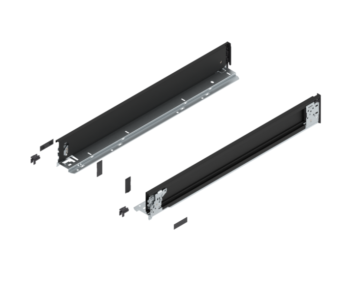 Bok LEGRABOX pure (za korpusem), wys. M (90.5 mm), dł. 650 mm, lewy/prawy, czarny mat