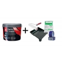 Komplet malarski: farba Tikkurila OPTIVA CERAMIC Super matt 3 Baza A 9L +  folia + wałek + kuweta + taśma malarska
