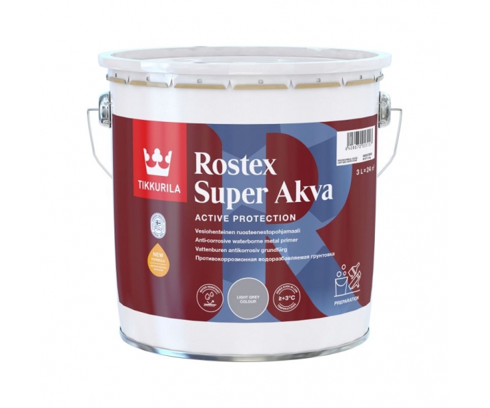 TIKKURILA ROSTEX SUPER AKVA grunt do metalu 3L