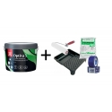 Komplet malarski: farba Tikkurila OPTIVA Mat 5 ECO Baza A 9L +  folia + wałek + kuweta + taśma malarska