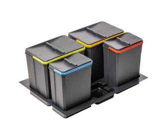 Pojemniki do segregacji AxiSpace, do szerokości szuflady 700mm, głębokość 450/500mm, 2X15L, 2X7L