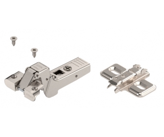 Zawias wpuszczany do ram aluminiowych CLIP TOP 95°, na wkręty, niklowany, BLUM 71T970A + prowadnik 173L6100