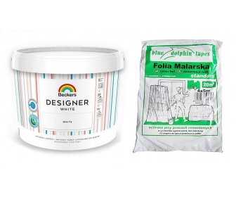 Farba lateksowa Beckers Designer White 10L biała + folia GRATIS PPG