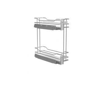 Kosz cargo mini 150 dwupoziomowy PRESTIGE, pełne dno, lewy, G2 chrom, NOMET W-2313C-150L.G2