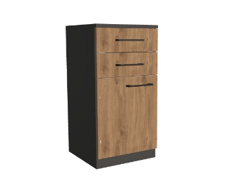 Komoda biurowa na cokole drzwi pojedyncze z  2 szufladami górnymi 